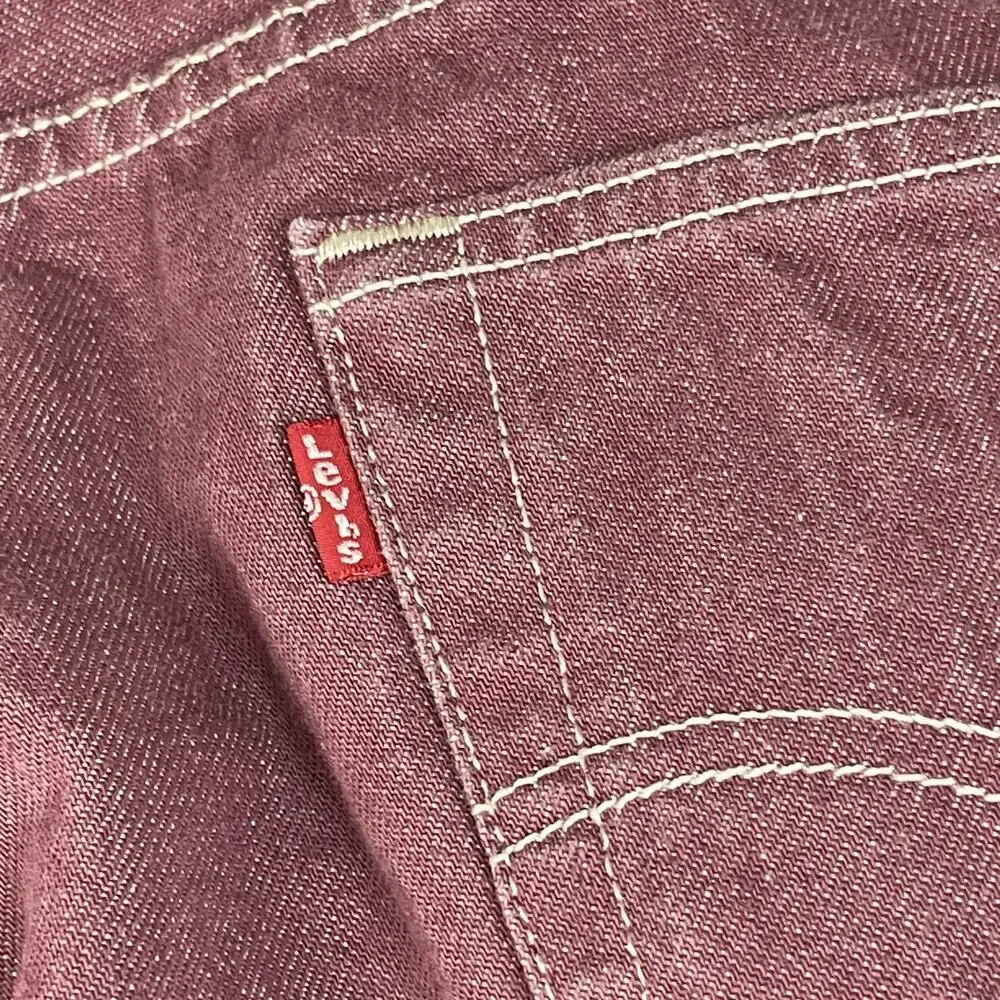 Levis 501 Jeans Mens 34x27 Pink‎ Red Cotton Straight Denim Mid Rise READ